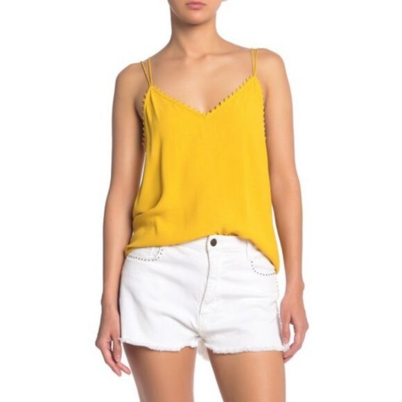 New BA&SH French Crepe Elevated Basic Camisole Tank Top Embroidered Blouse Shirt - Picture 9 of 10